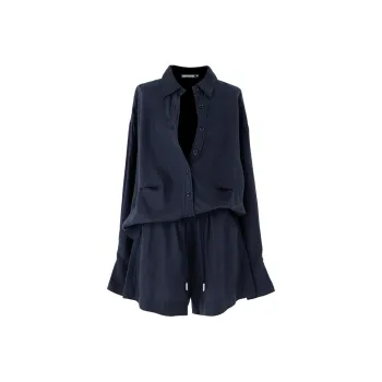 SOON FLOWER Casual Suit Women's Navy Blue