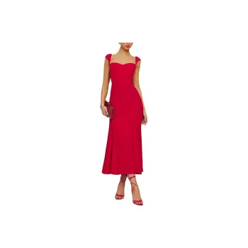 REFORMATION Petites Bryson Dress Short-Sleeved Dresses Women's Cherry Color
