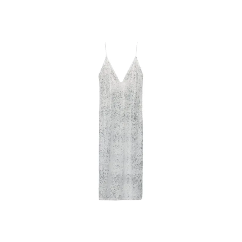 ZARA Slip Dresses Women's Silver-0
