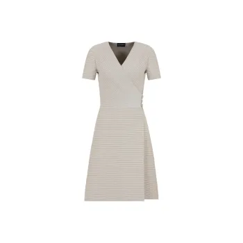EMPORIO ARMANI Ottoman Fabric Cross over Neckline Dress