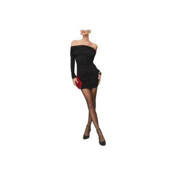 REFORMATION Brooks Knit Dress Long-Sleeved Dresses Women's Black