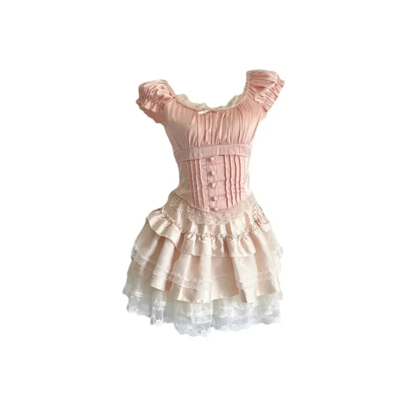 AFGGD Short Sleeved Dress Women's Pink-0