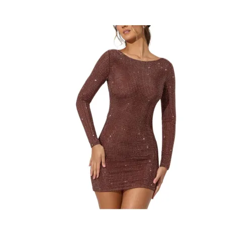 OH POLLY DELFINA Long-Sleeved Dresses Women's ESPRESSO/Dark Coffee Color