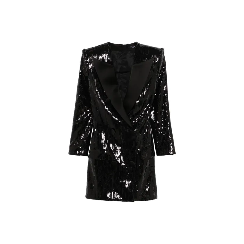 BALMAIN V Neck Sequinned Mini Dress-0
