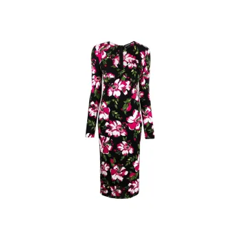 TOM FORD Floral Printed V Neck Midi Dress