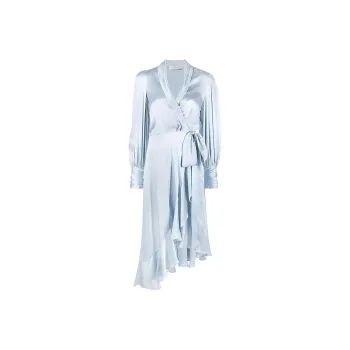 Zimmermann Asymmetric Wrap Silk Midi Dress