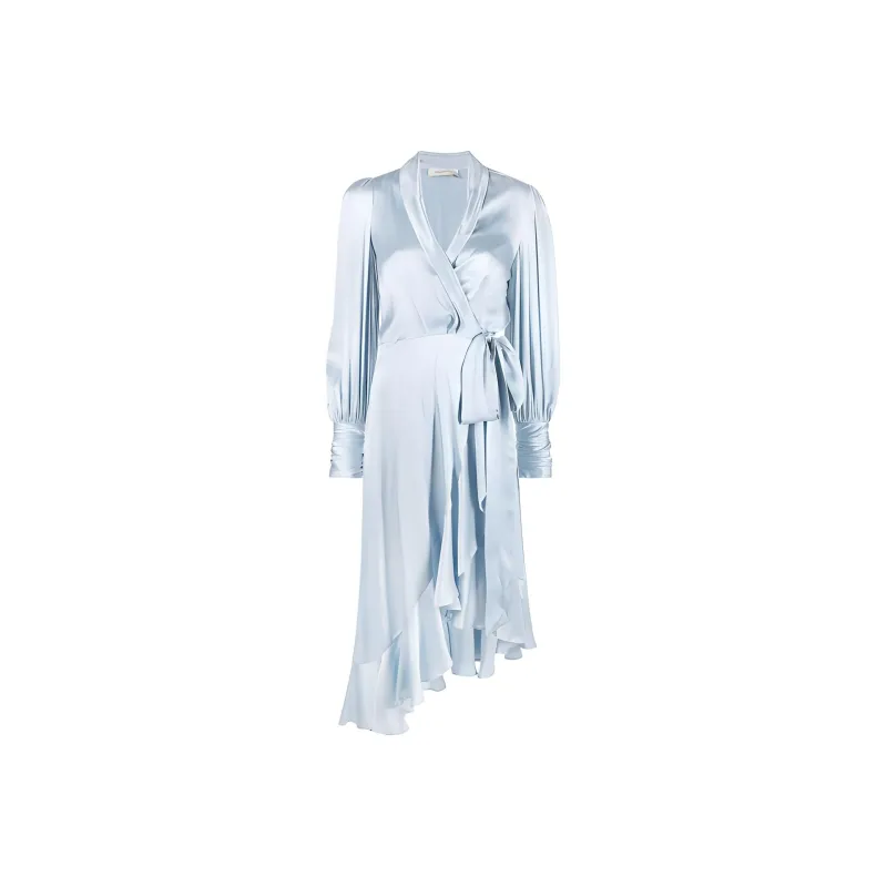 Zimmermann Asymmetric Wrap Silk Midi Dress-0