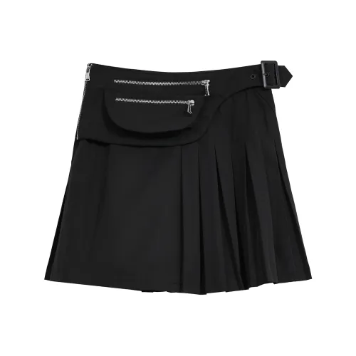 ZINGME 블랙 여성 캐주얼 숏 스커트