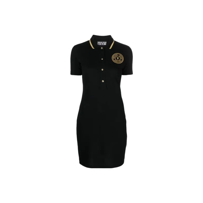 VERSACE JEANS COUTURE V Emblem Cotton Polo Minidress-0