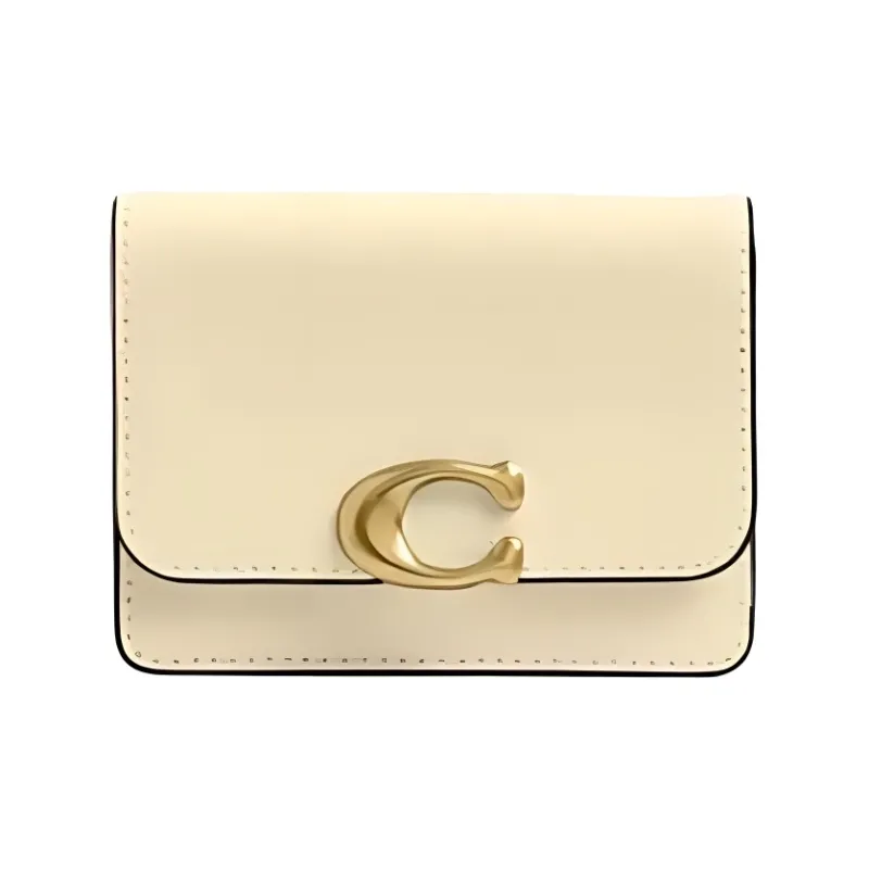 COACH Bandit Cow Leather Card Holder Mini Women's Brass-0