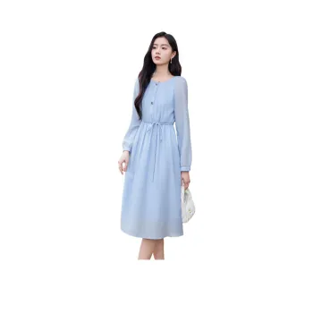 Like The Age Of Water Long Sleeved Dresses Women's Blue