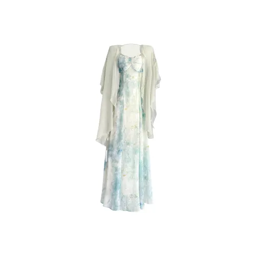 UNION REMOVE Slip Dresses Women's Oil Painting Blue
