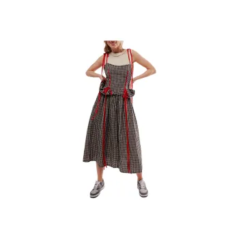 FREE PEOPLE Eliza Faulkner Tessa Checks Dress Slip Dresses Women's Gingham/Check Fabric