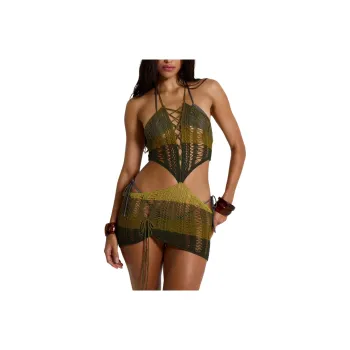 Jaded London Amir Crochet Halter Mini Dress Slip Dresses Women's Multi/Multicolor