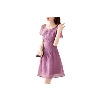 Still Quiet Short Sleeved Dress Women's Purple