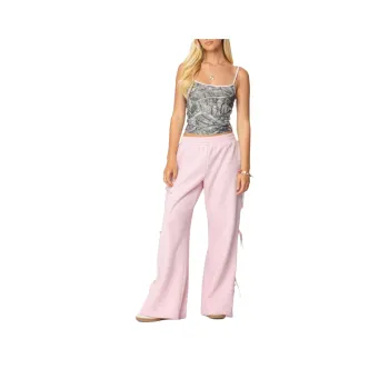 Edikted Claudette Baggy Ribbon Sweatpants Casual Pants Women's Pink