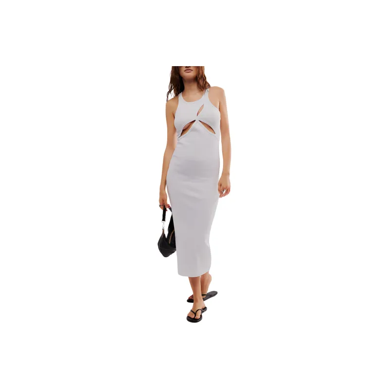 FREE PEOPLE Ariel Midi Dress Sleeveless Dress Women's WHITE/White-0