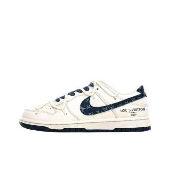 LOUIS VUITTON x Nike Dunk SB Anti Slip Wear Resistant Low Top Skateboard Shoes Women's Ecru