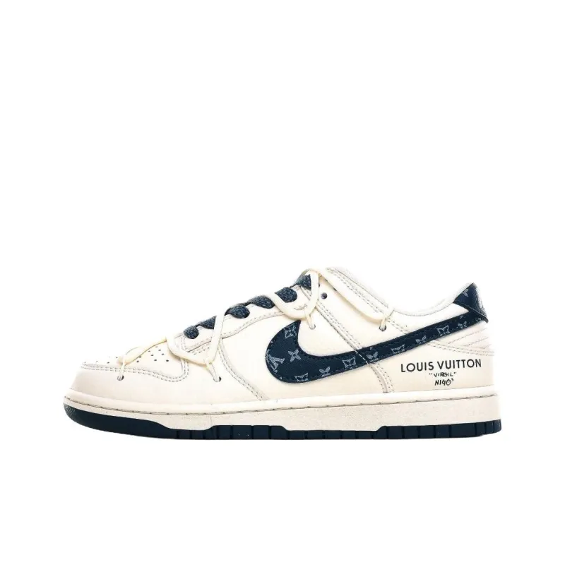 LOUIS VUITTON x Nike Dunk SB Anti Slip Wear Resistant Low Top Skateboard Shoes Women's Ecru-0