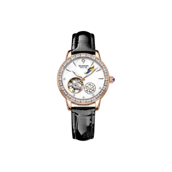 GUANQIN Dreamy Galaxy Collection Automatic Mechanical Movement Cow Leather Strap Watch Women's Watch White Dial