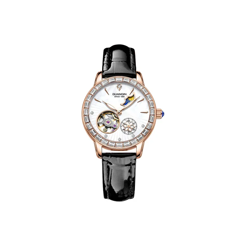 GUANQIN Dreamy Galaxy Collection Automatic Mechanical Movement Cow Leather Strap Watch Women's Watch White Dial-13