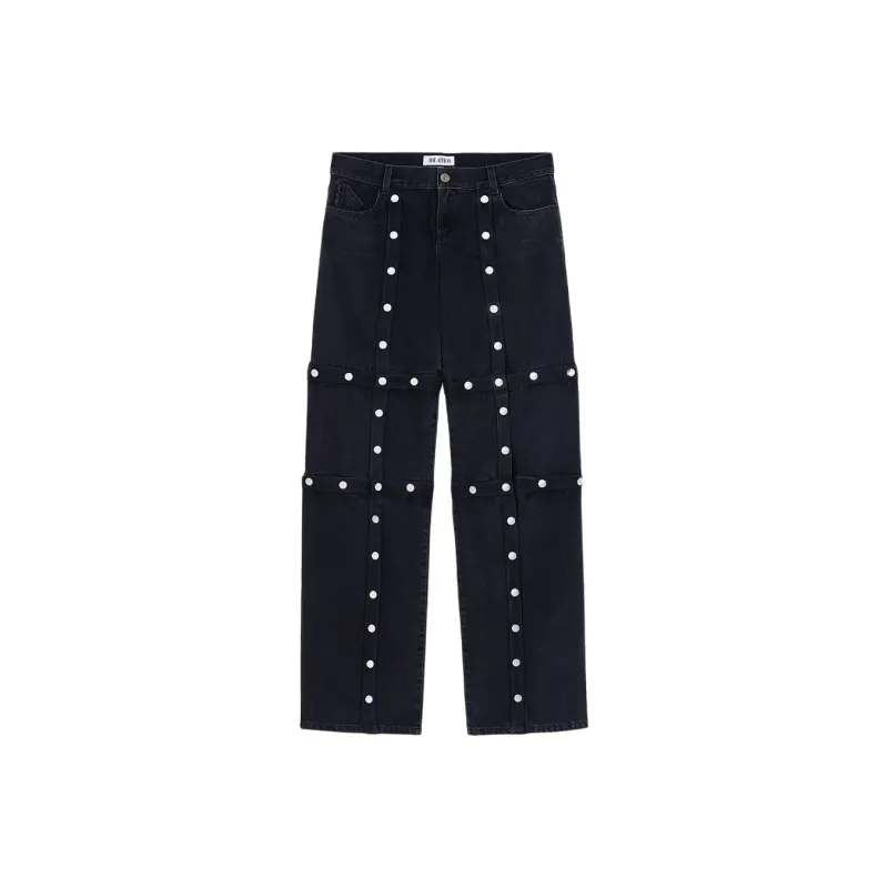 The Attico Snap Detailed Straight Leg Jeans-0