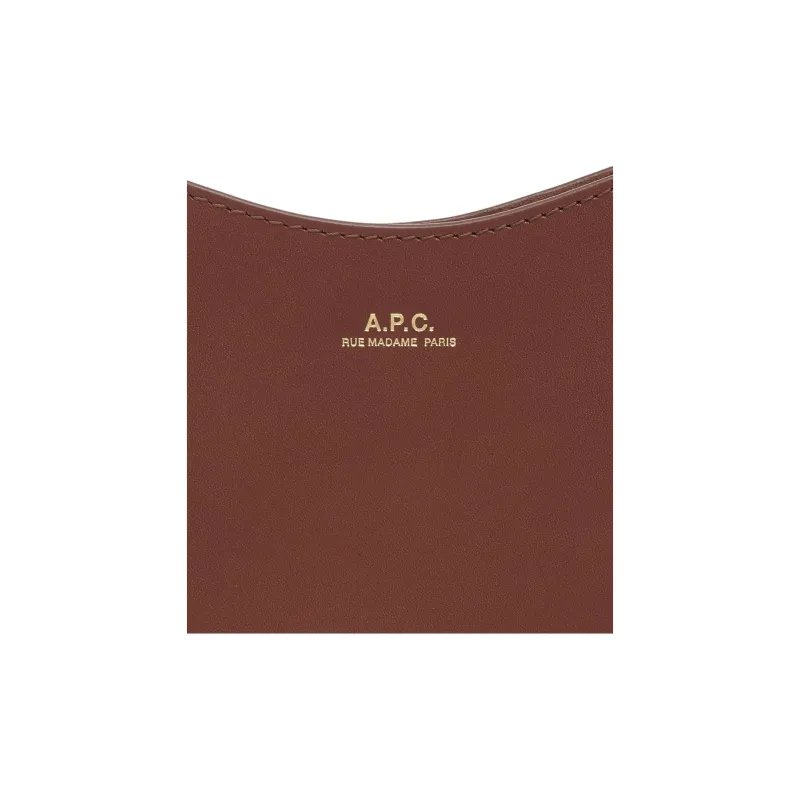 A.P.C Jamie Cow Leather Shoulder Bag, Crossbody Bag Women's Brown-4