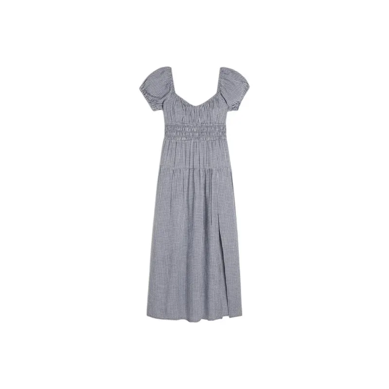Hollister Short Sleeved Dress Women's Marine Blue Plaid-0