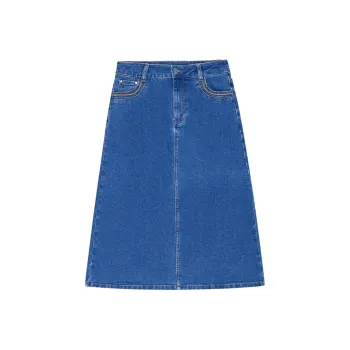DKNY Denim Long Skirt Women's Dark Denim Blue