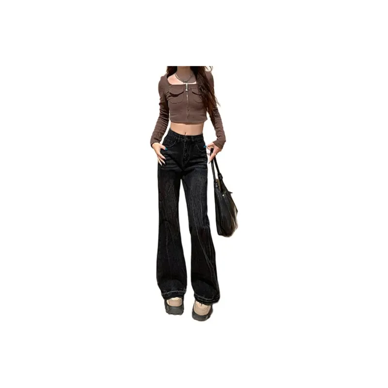 YINLEI Jeans Women's Black Gray-0