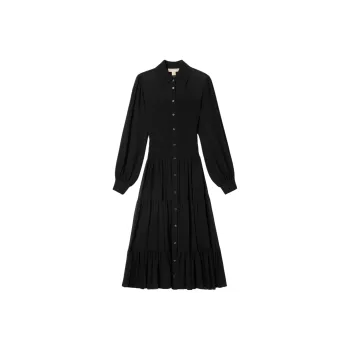MICHAEL KORS Smocked Georgette Shirtdress