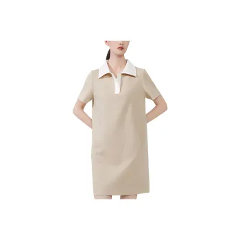 Oudifu Short Sleeved Dress Women's Camel