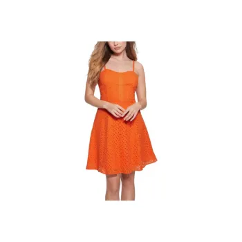 GUESS Leena Eyelet Mini Dress Slip Dresses Women's Orange