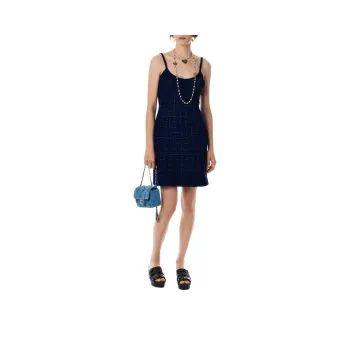 CHANEL 24 Spring Summer Slip Dress Women's Marine Blue