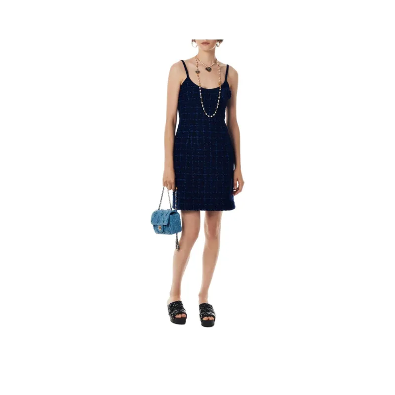 CHANEL 24 Spring Summer Slip Dress Women's Marine Blue-0