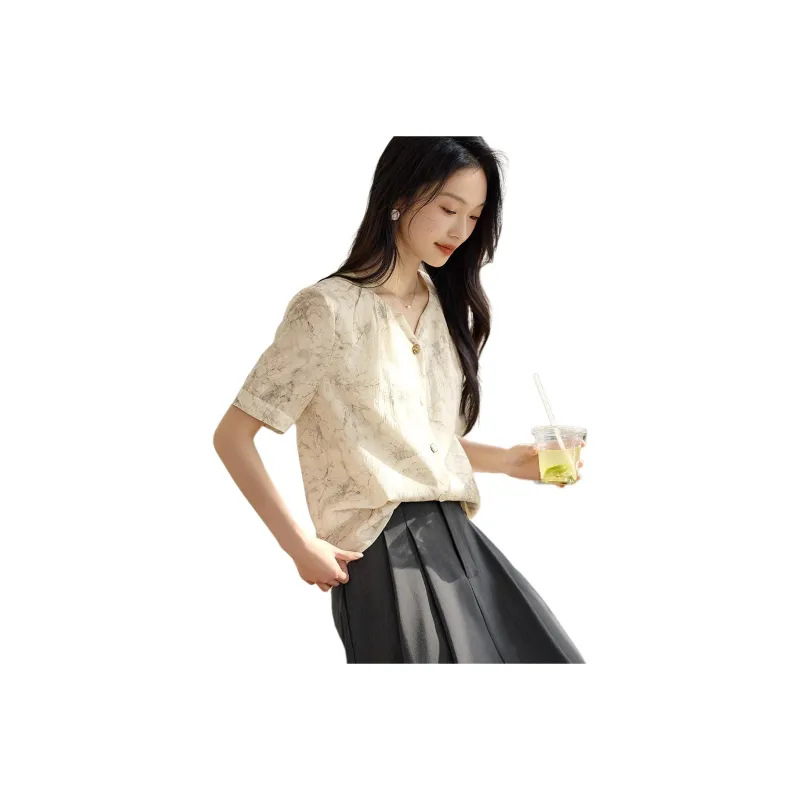 XWI Shirts Women's Beige With Ink Floral-2