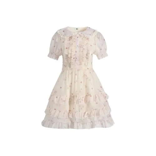 MM Short Sleeved Dresses Women's Apricot