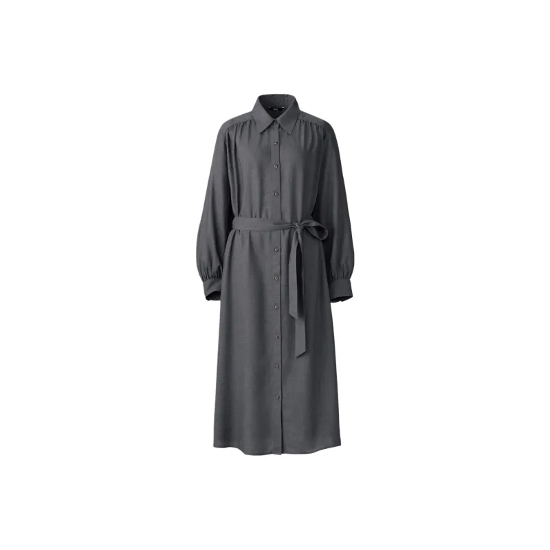 UNIQLO Long-Sleeved Dresses Women's Asphalt Gray-0