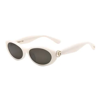 Fakeme Plate Frame Oval Sunglasses Unisex White