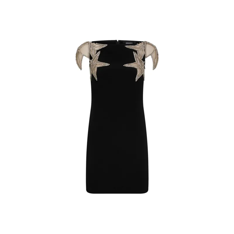 DSQUARED 2 Star Embellished Straight Hem Mini Dress-0