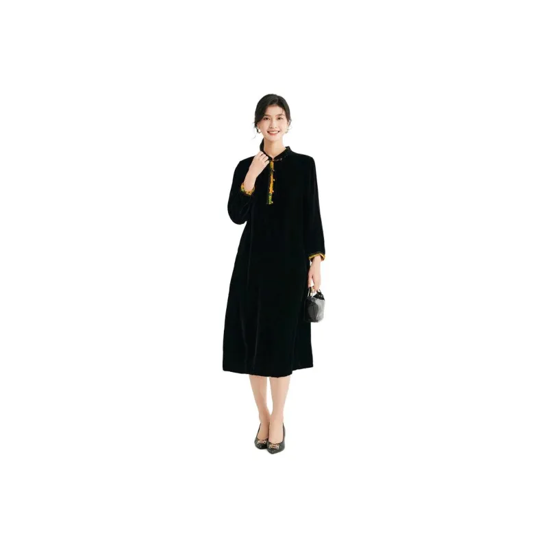 JINJU Long Sleeved Dresses Women's Black-0