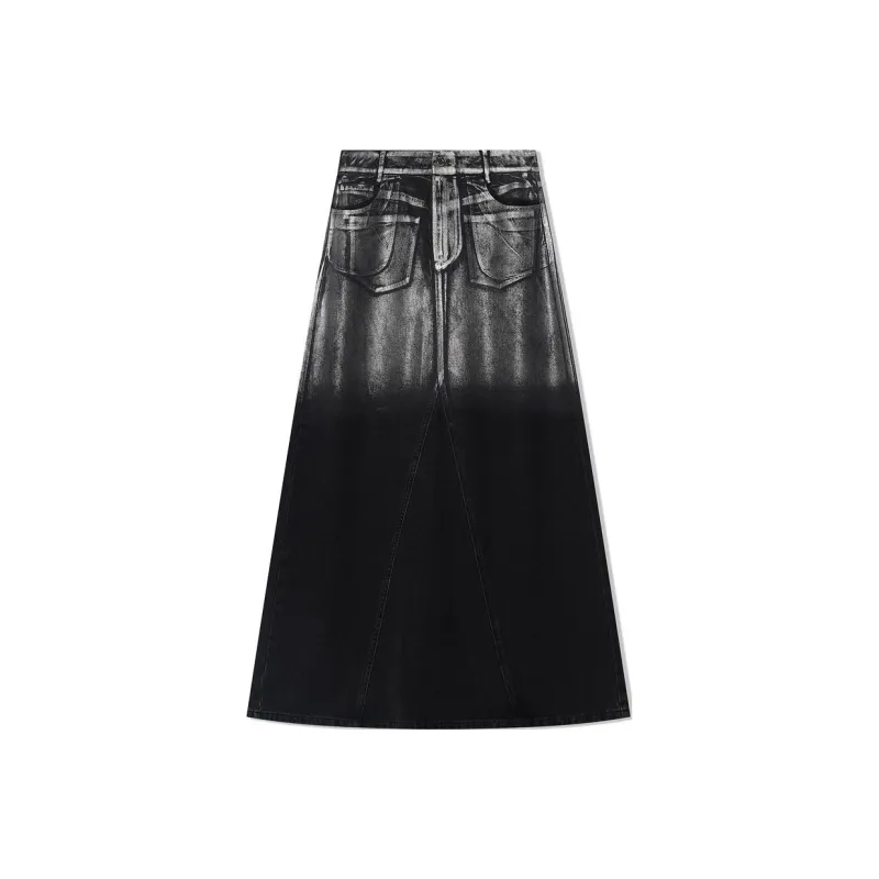 COVERINS Denim Long Skirts Women's Black-0