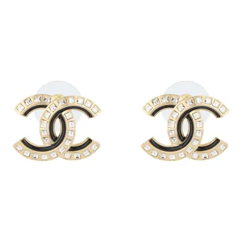 CHANEL Metal Stud Earrings Women's Gold