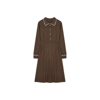Mo Han Yi Mei Long Sleeved Dresses Women's Coffee