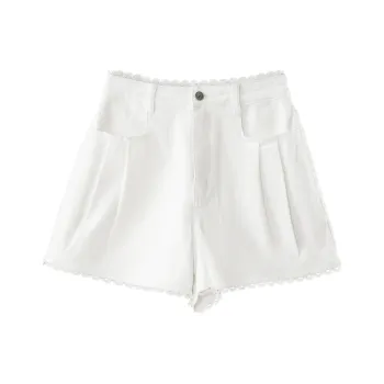 Fstudio Casual Versatile Denim Shorts Women's White