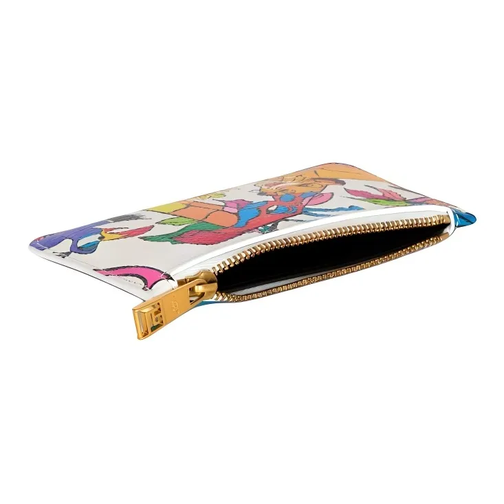 BALMAIN Disney Collaboration Calfskin Wallet Unisex White & Multicolor-1