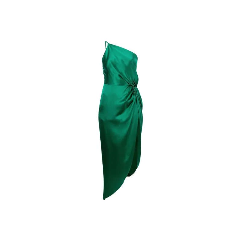 Michelle Mason Knot detail One shoulder Gown-0