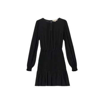 MICHAEL KORS Smocked Georgette Long Sleeve Dress