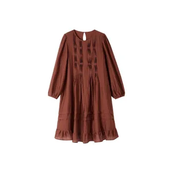 【dme】 Long Sleeved Dresses Women's Brick Red