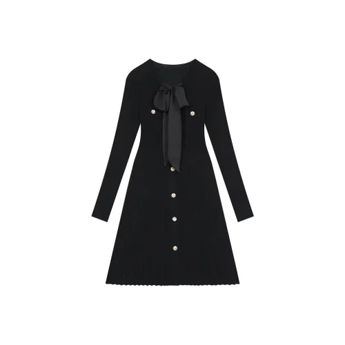 ELF SACK Long Sleeved Dress Women's Calm Black